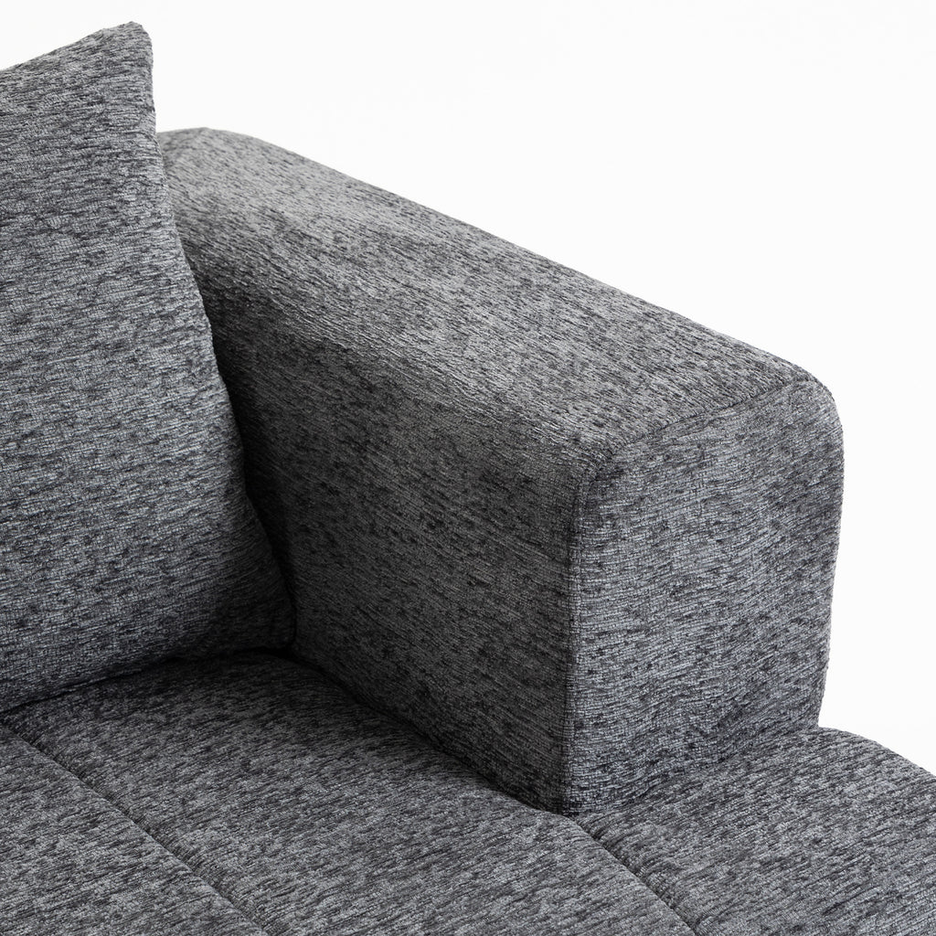 Canapé 3 places chenille gris, assise profonde, 248 cm, détail 3
