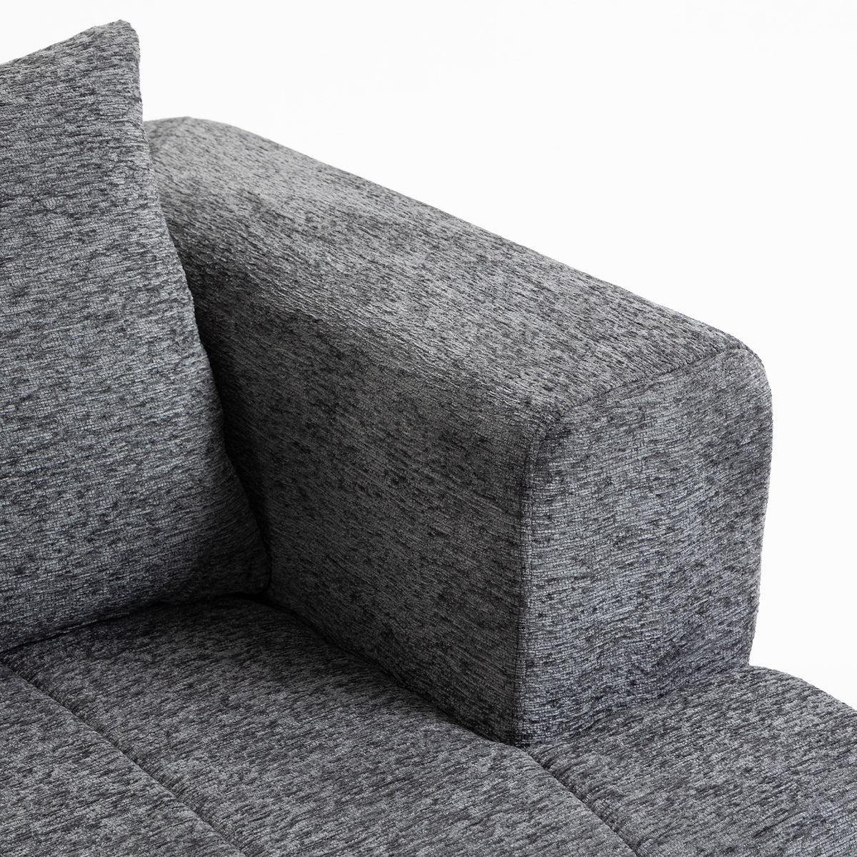 Canapé 3 places chenille gris, assise profonde, 248 cm, détail 3