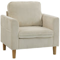 Fauteuil velours côtelé beige, 83 × 74 × 87 cm – Saint-Oréan