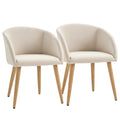 Lot de 2 chaises scandinaves aspect lin beige, pieds bois – Saint-Oréan