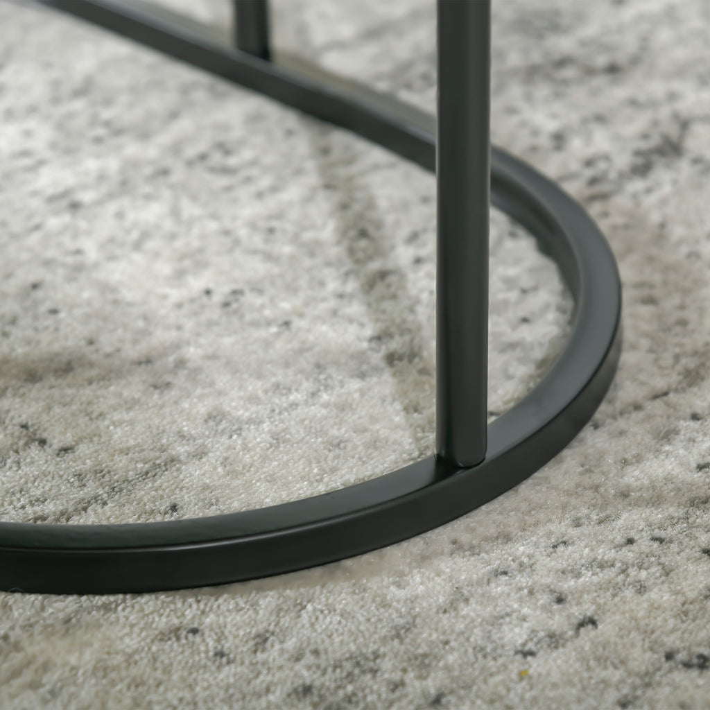Lot de 2 tables gigognes effet marbre noir, acier, détail 7