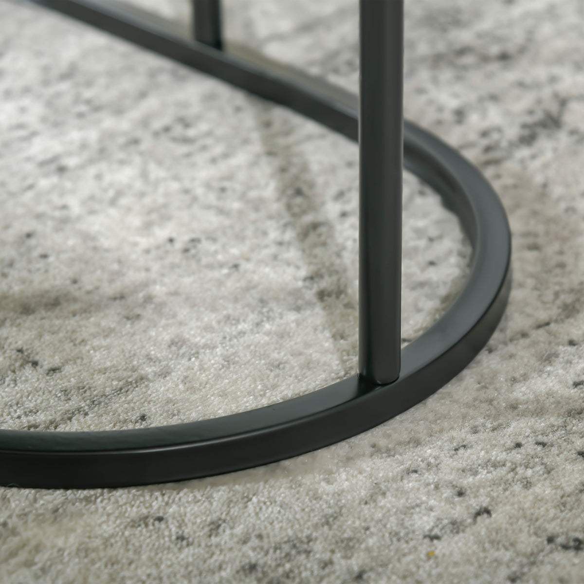 Lot de 2 tables gigognes effet marbre noir, acier, détail 7