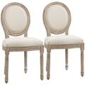 Lot de 2 chaises médaillon style Louis XVI, aspect lin crème – Saint-Oréan