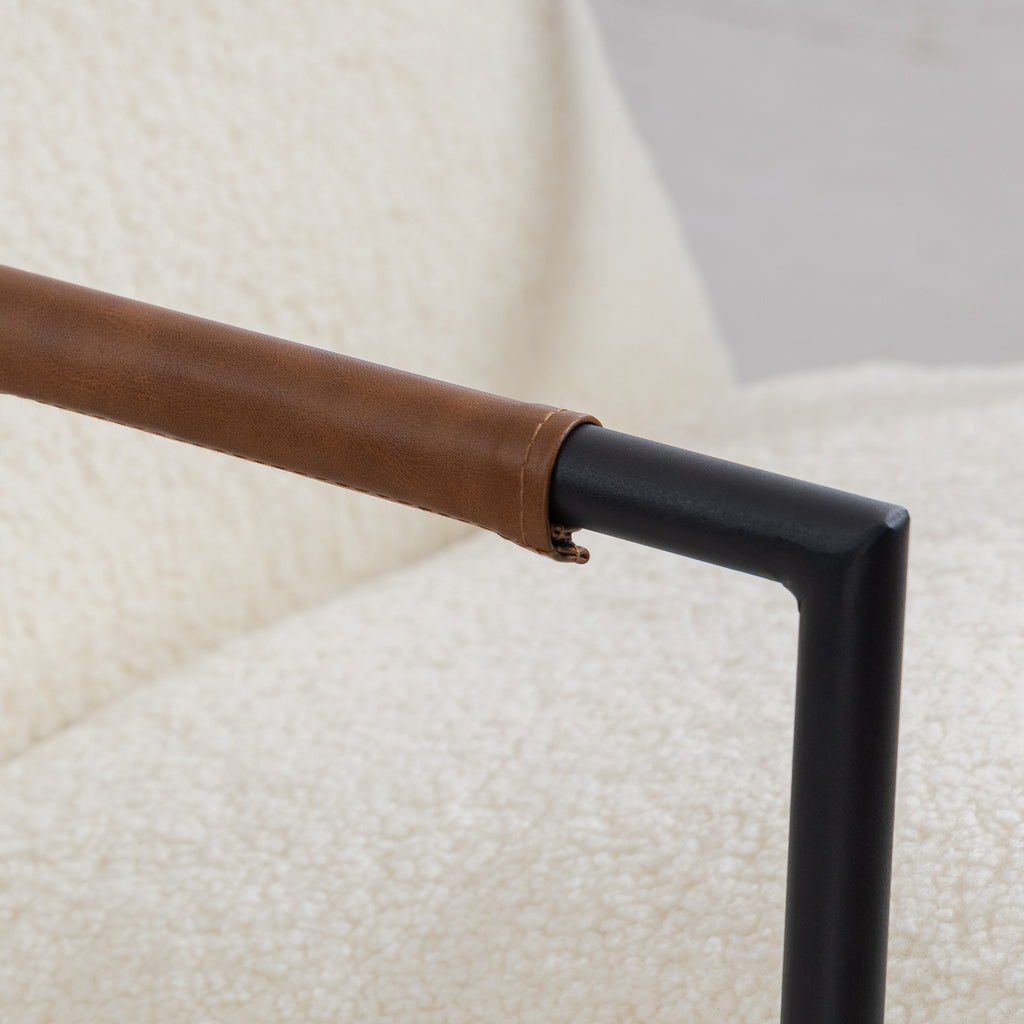 Fauteuil bouclette crème, structure acier noir, 77 × 91 × 80 cm, vue 4 – Saint-Oréan