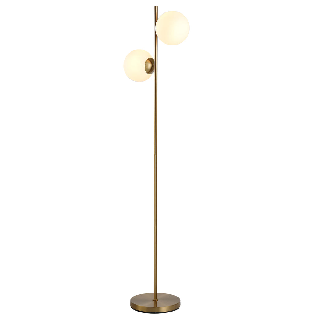 Lampadaire laiton 2 globes en verre, 165 cm, détail 3