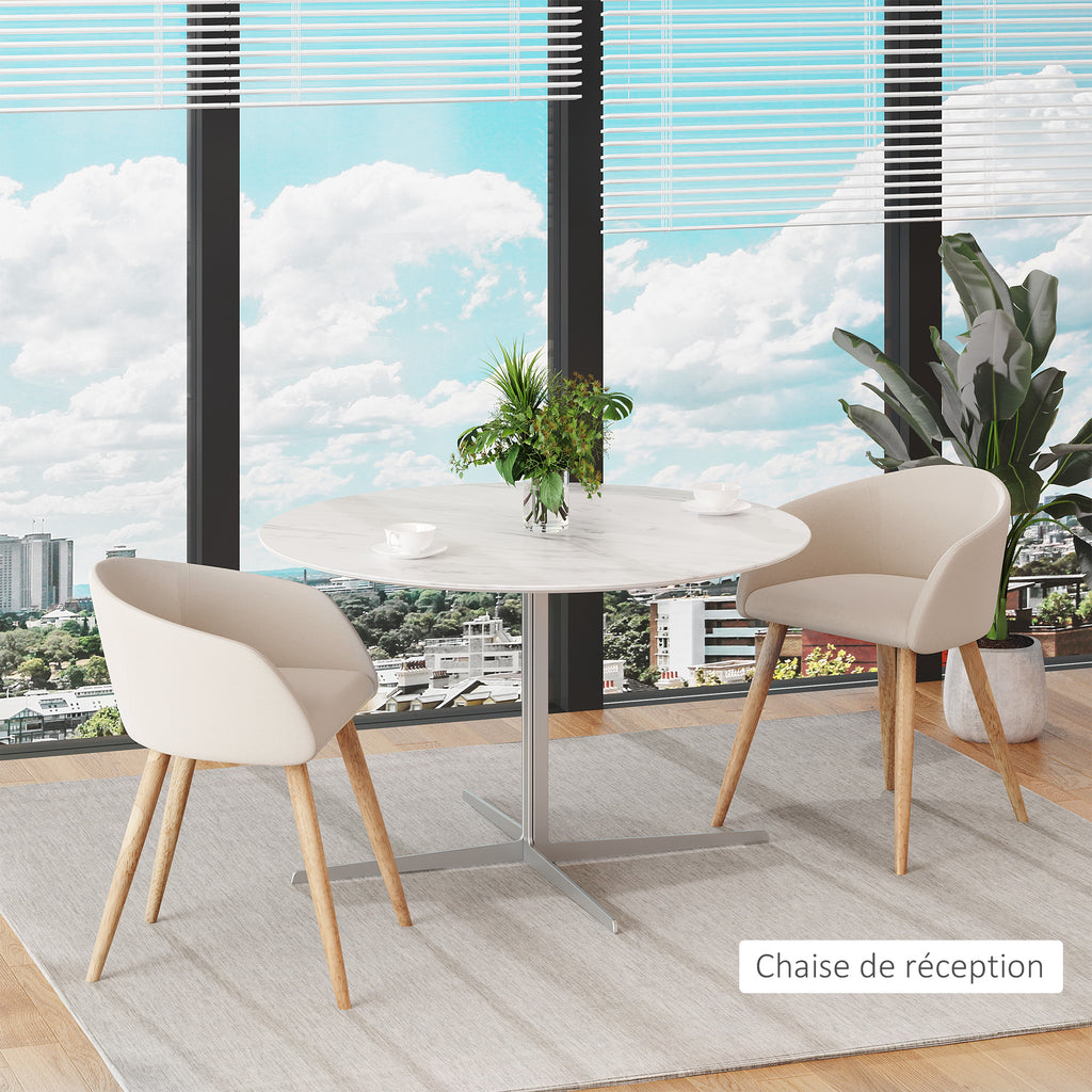 Lot de 2 chaises scandinaves aspect lin beige, pieds bois, vue 4 – Saint-Oréan