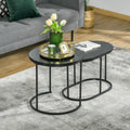 Lot de 2 tables gigognes effet marbre noir, acier