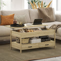 Table basse relevable chêne avec tiroirs, 100 × 50 cm