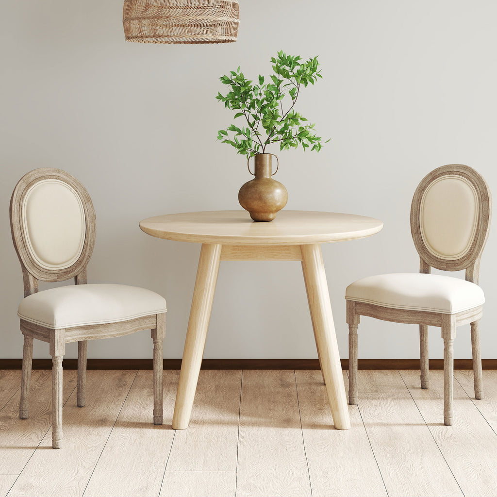 Lot de 2 chaises médaillon style Louis XVI, aspect lin crème, vue 5 – Saint-Oréan