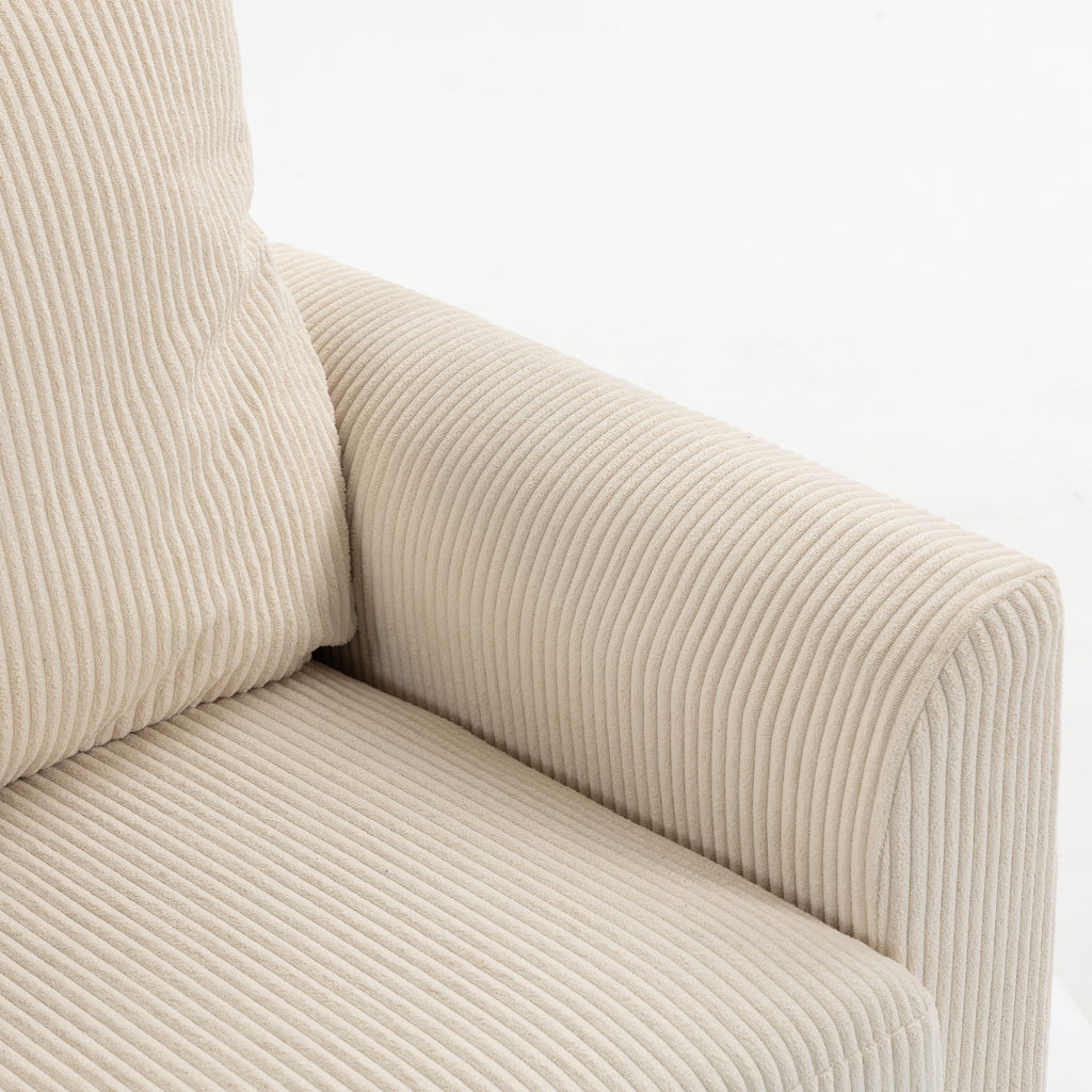 Canapé 2 places velours côtelé beige, 144 cm, détail 7