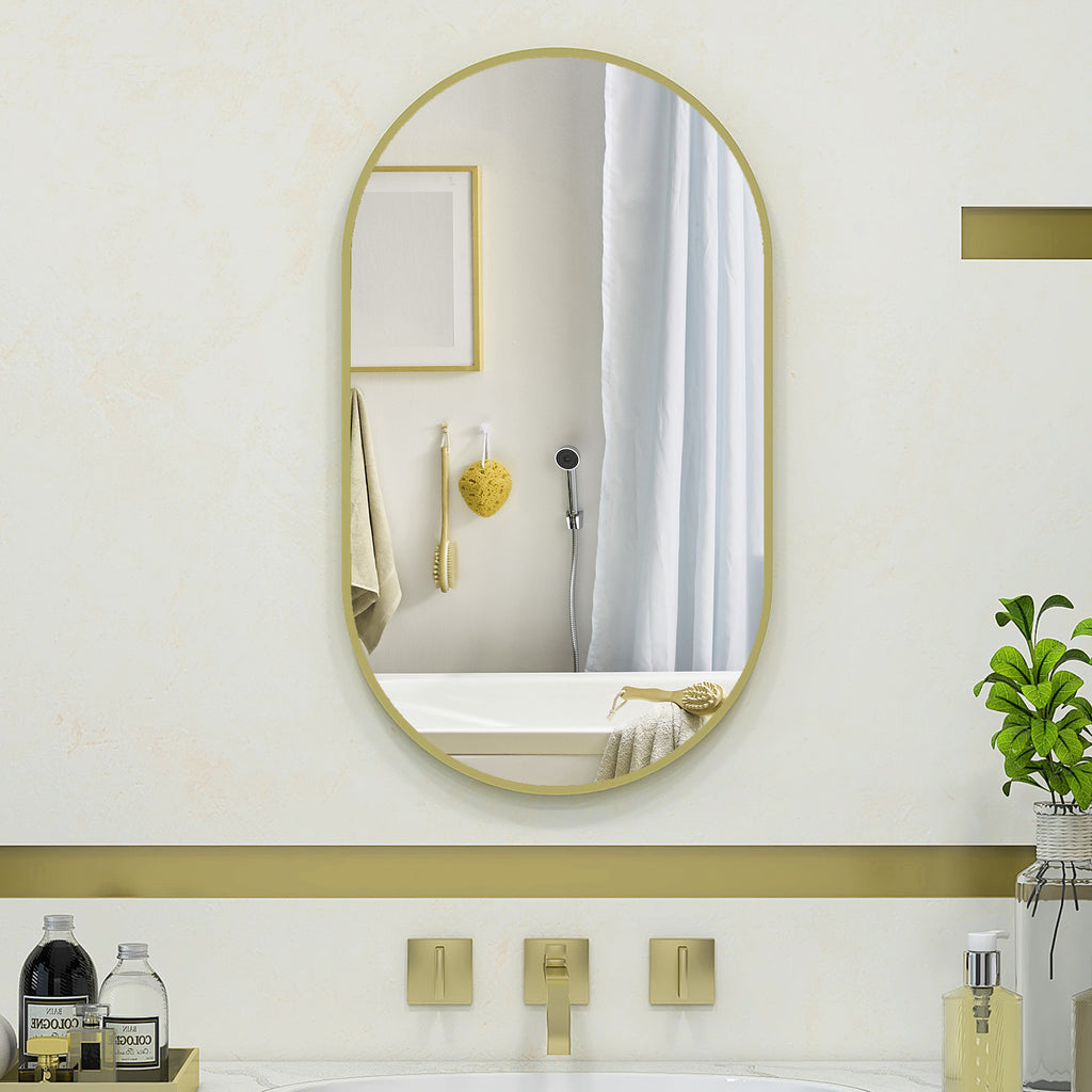 Miroir ovale mural cadre doré, 40 × 70 cm, détail 4