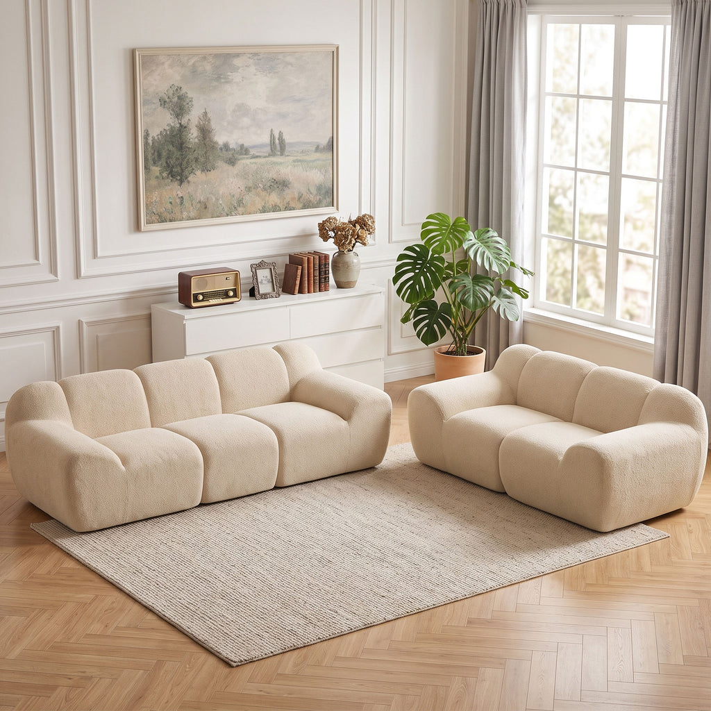 Canapé nuage 3 places chenille beige, 233 cm, détail 4