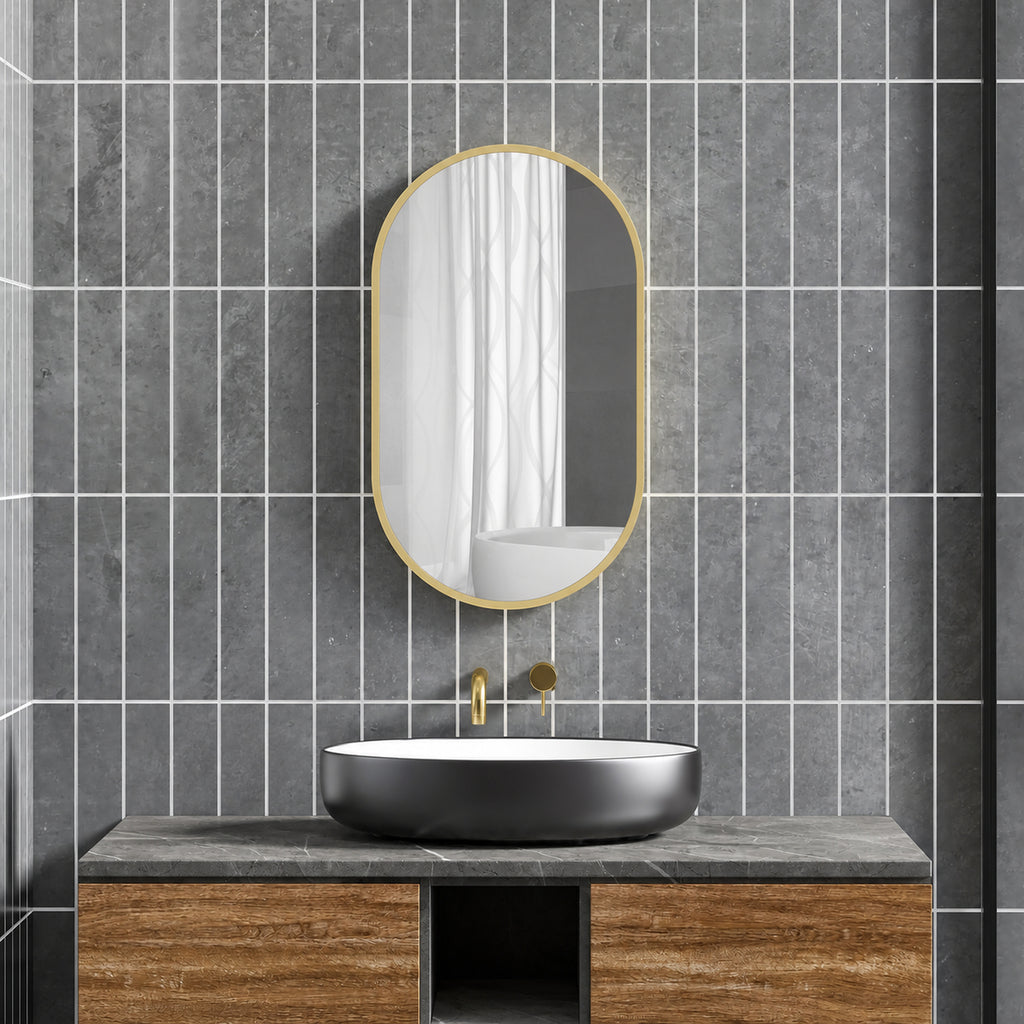 Miroir ovale mural cadre doré, 40 × 70 cm, détail 1