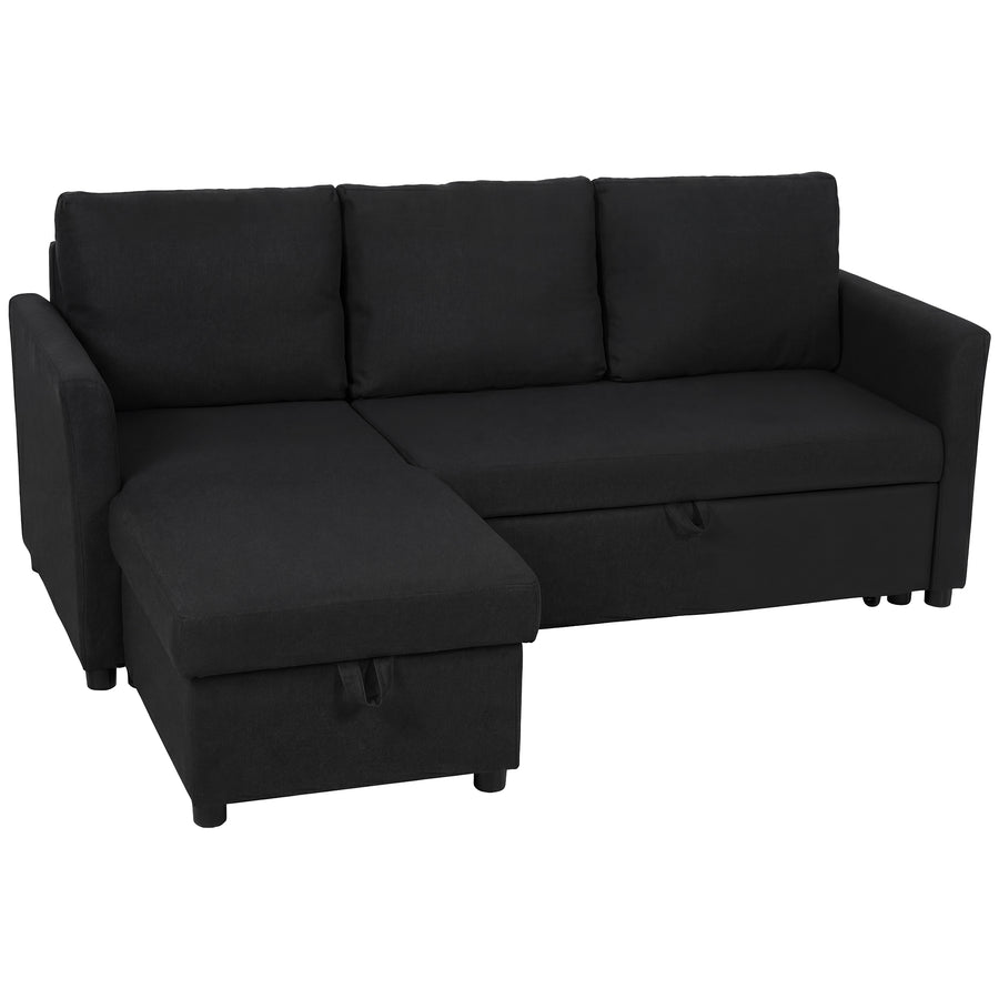 Canapé d'angle convertible aspect lin gris anthracite