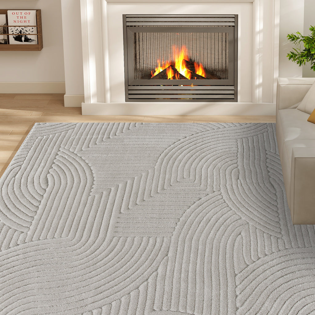 Tapis de salon en relief gris, 230 × 160 cm, détail 3