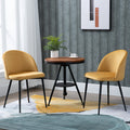 Lot de 2 chaises velours moutarde, pieds métal noir