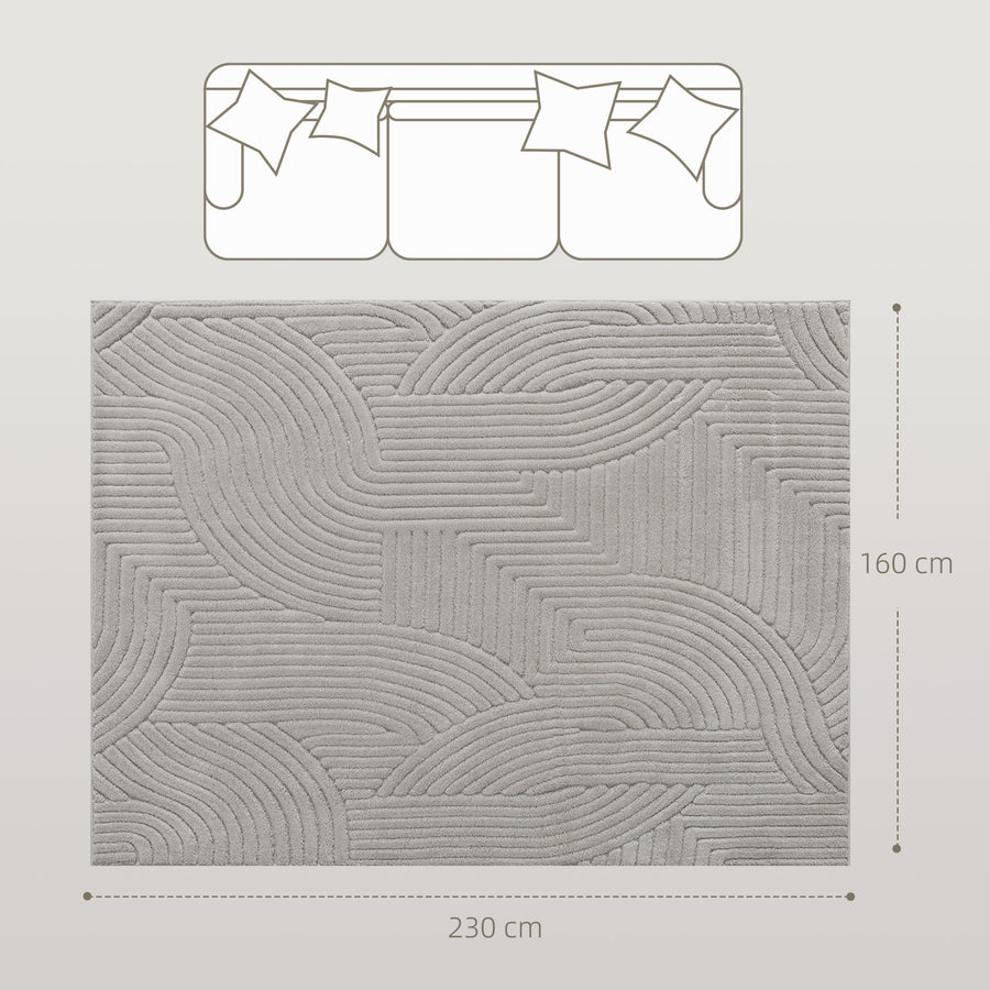 Tapis de salon en relief gris
