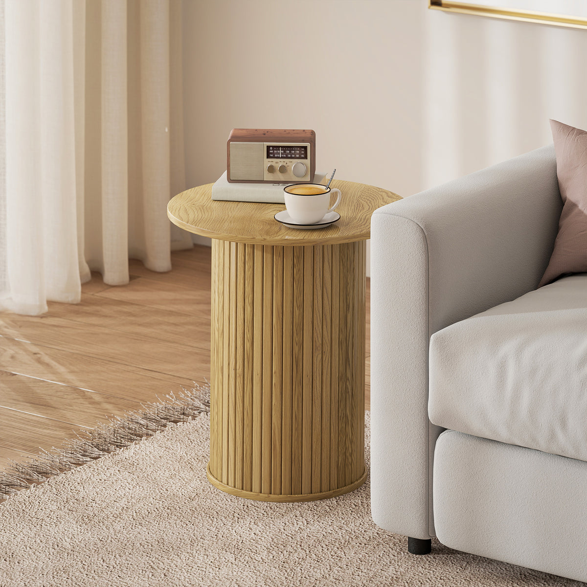Table d'appoint ronde cannelée chêne, Ø 48 cm, détail 8