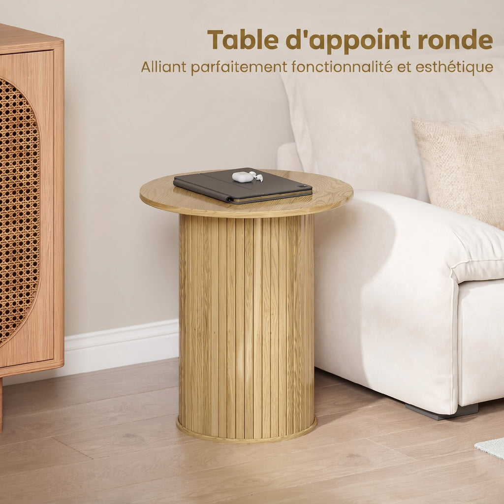 Table d'appoint ronde cannelée chêne, Ø 48 cm, détail 1