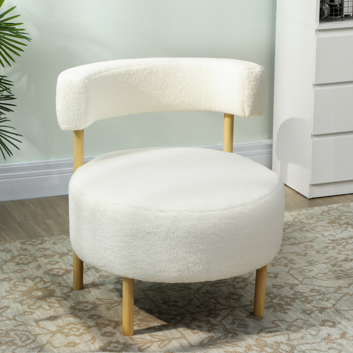 Canapé 1 place en tissu bouclette, fauteuil de salon rembourré avec dossier incurvé, assise large, 67x67x71cm, crème-9