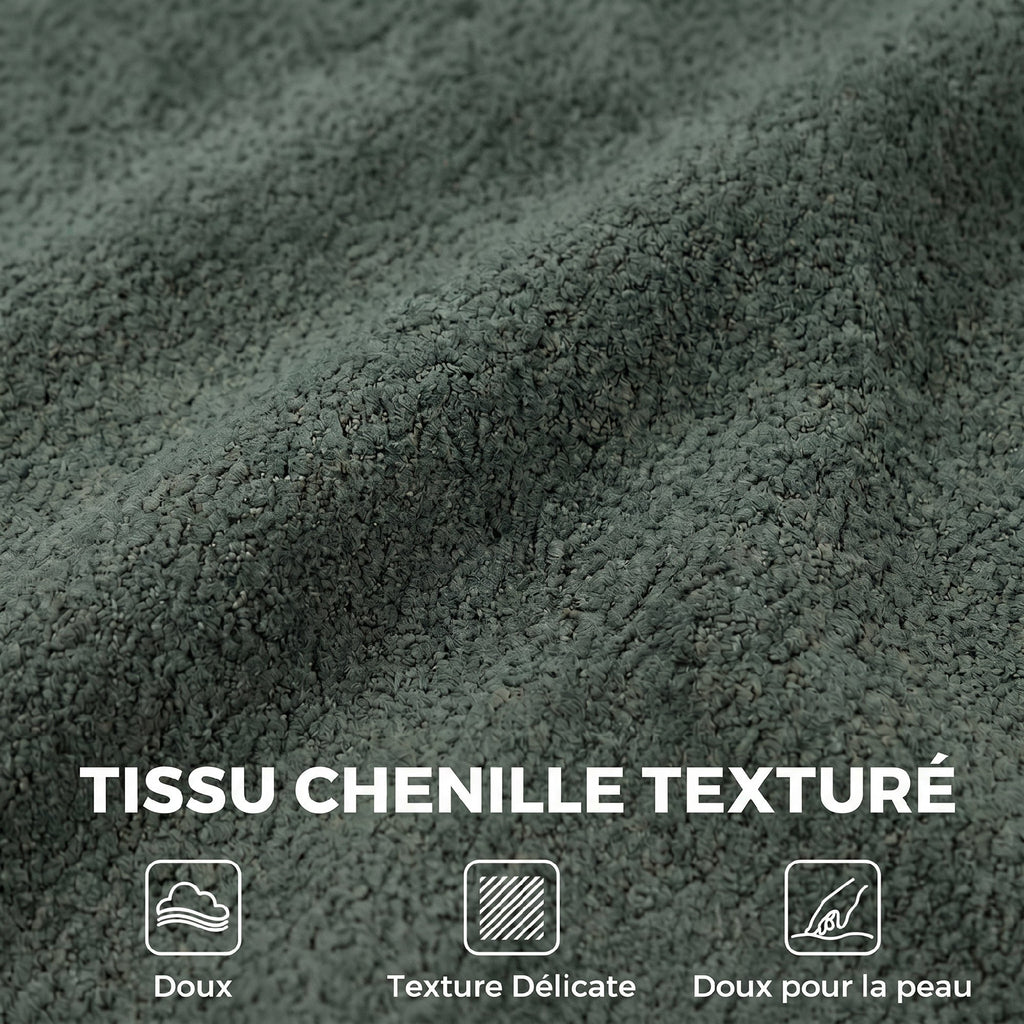 Canapé 3 places chenille vert foncé, 225 cm, détail 3