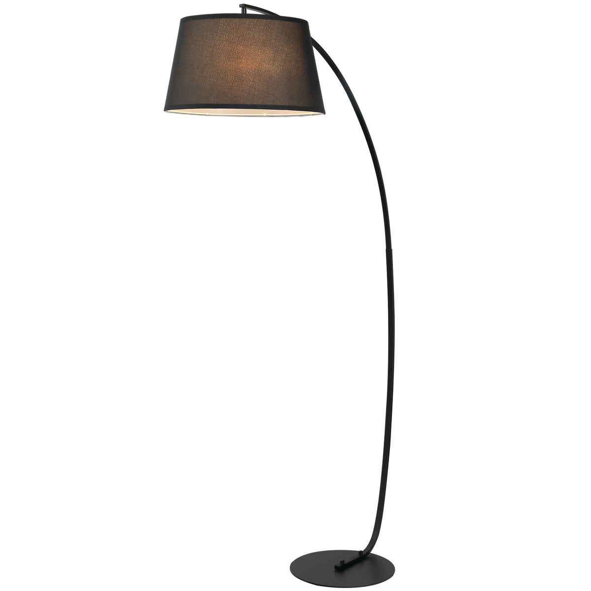Lampadaire arc métal noir, abat-jour en lin, vue 7 – Saint-Oréan