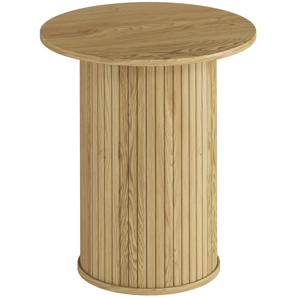 Table d'appoint ronde cannelée chêne, Ø 48 cm, sur fond blanc