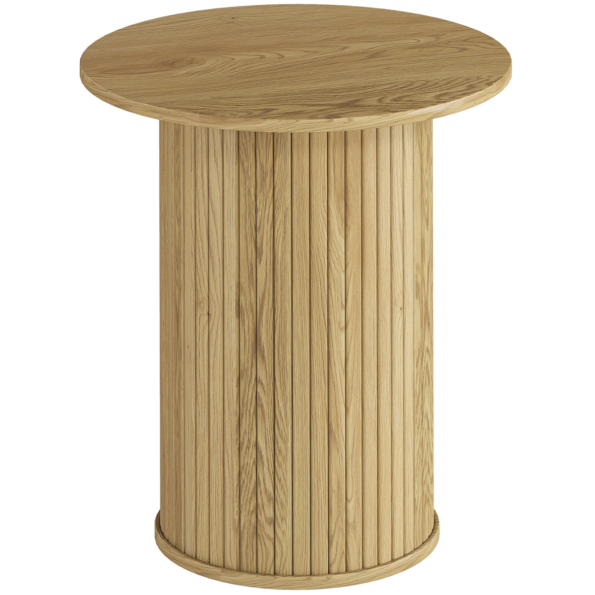 Table d'appoint ronde cannelée chêne, Ø 48 cm, sur fond blanc