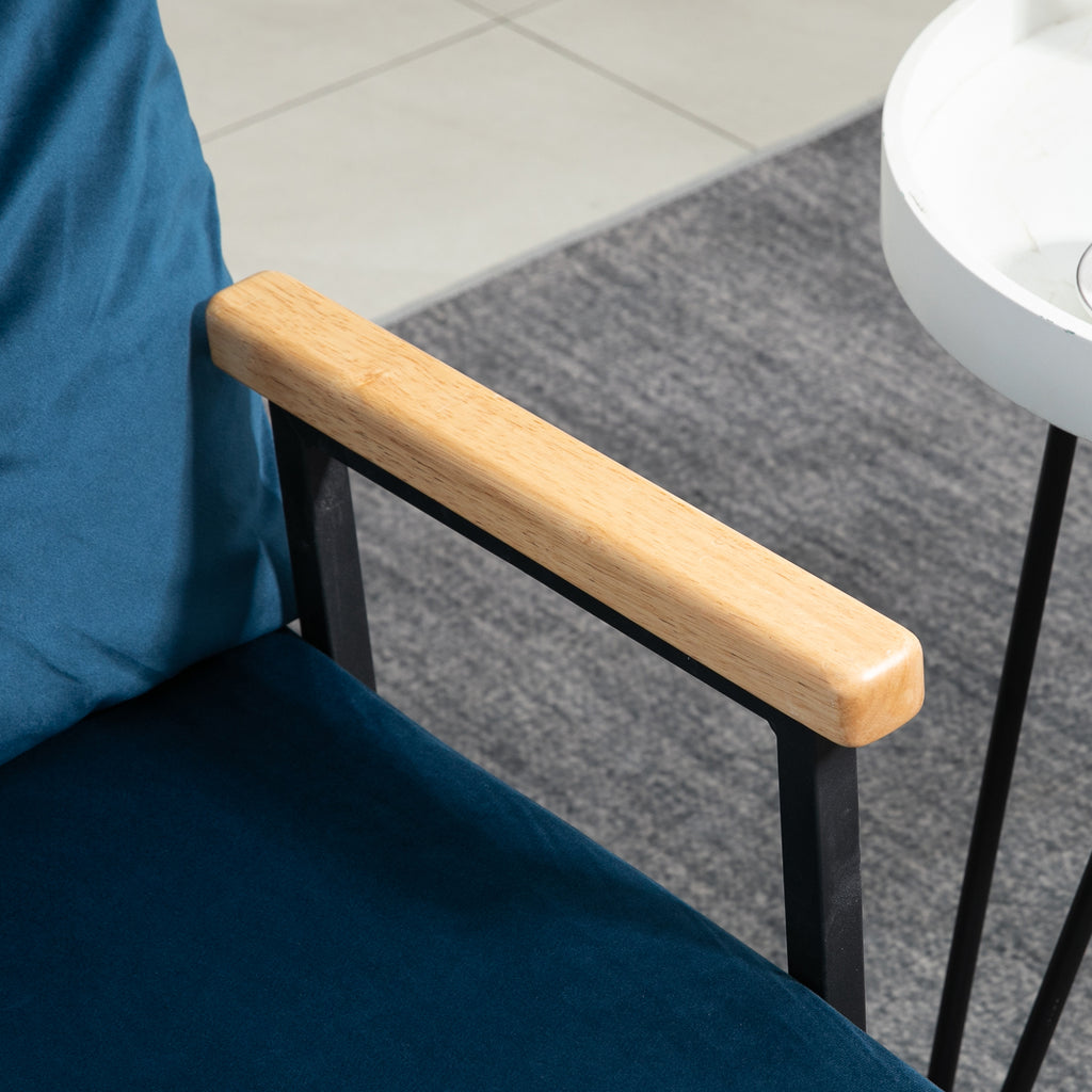 Canapé convertible 2 places velours bleu marine, 102 cm, détail 4