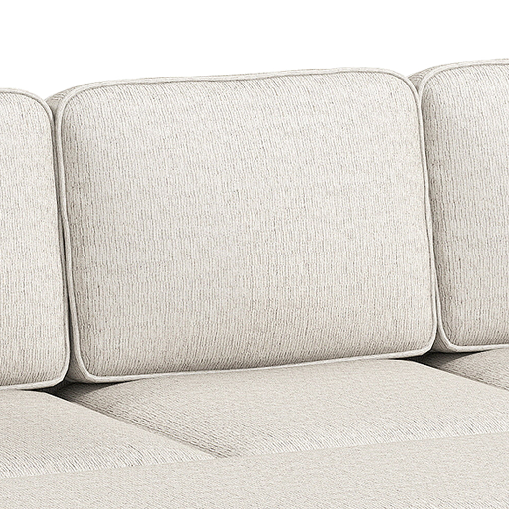 Canapé d'angle convertible chenille beige avec pouf coffre, 225 cm, détail 4