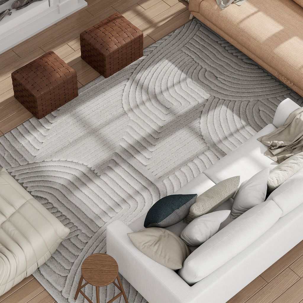 Tapis de salon en relief gris, 230 × 160 cm, détail 4