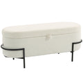 Banc coffre bouclette crème, pieds acier – Saint-Oréan
