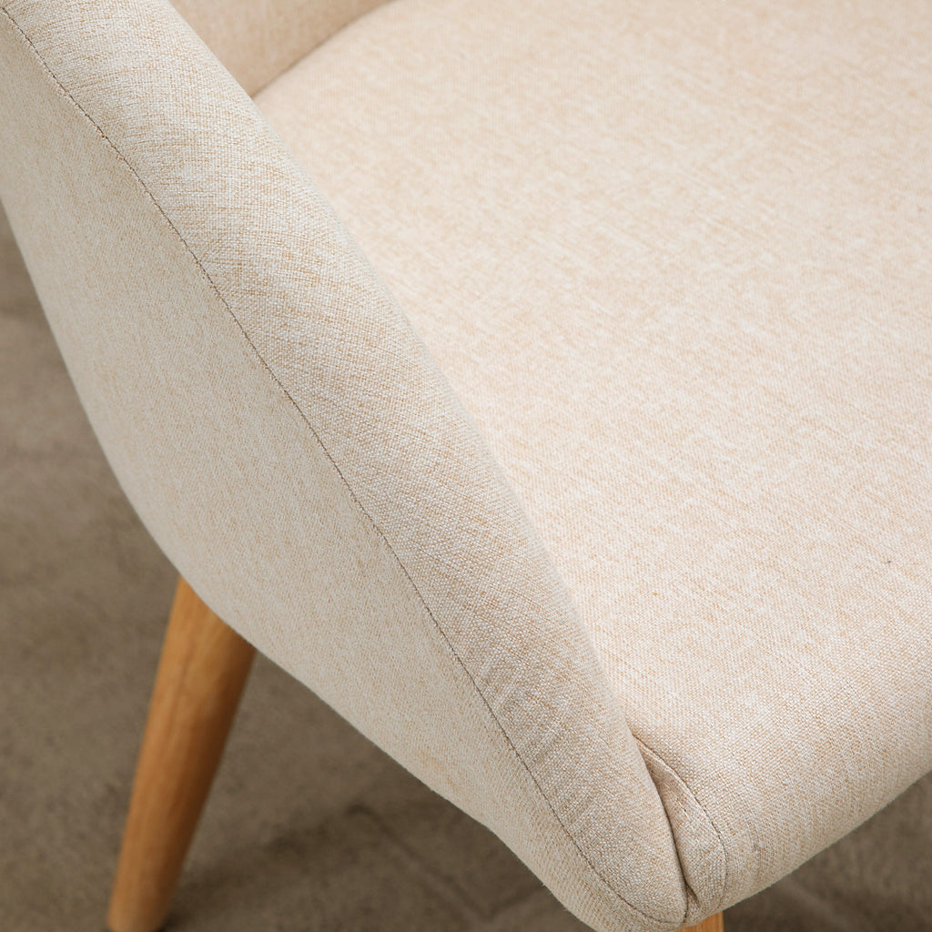 Lot de 2 chaises scandinaves aspect lin beige, pieds bois, vue 5 – Saint-Oréan