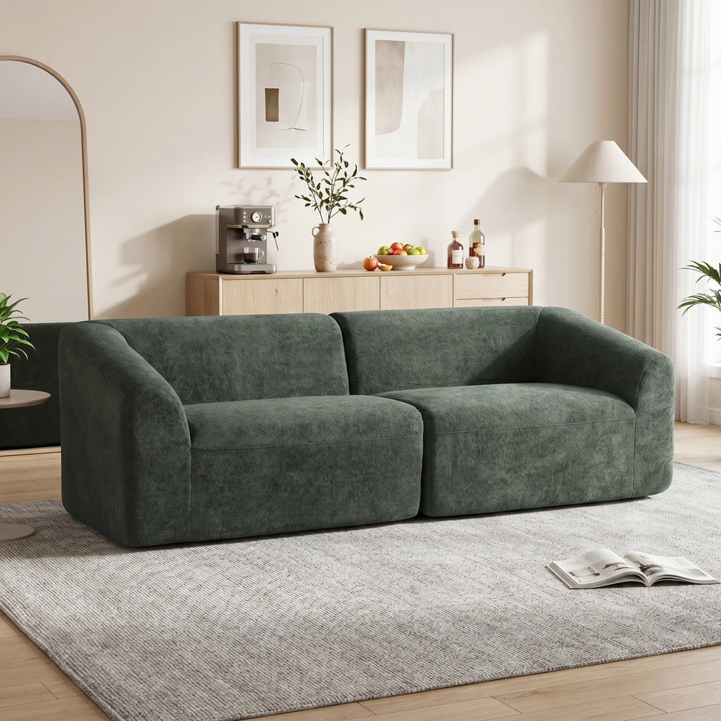 Canapé 3 places chenille vert foncé, 225 cm, détail 5