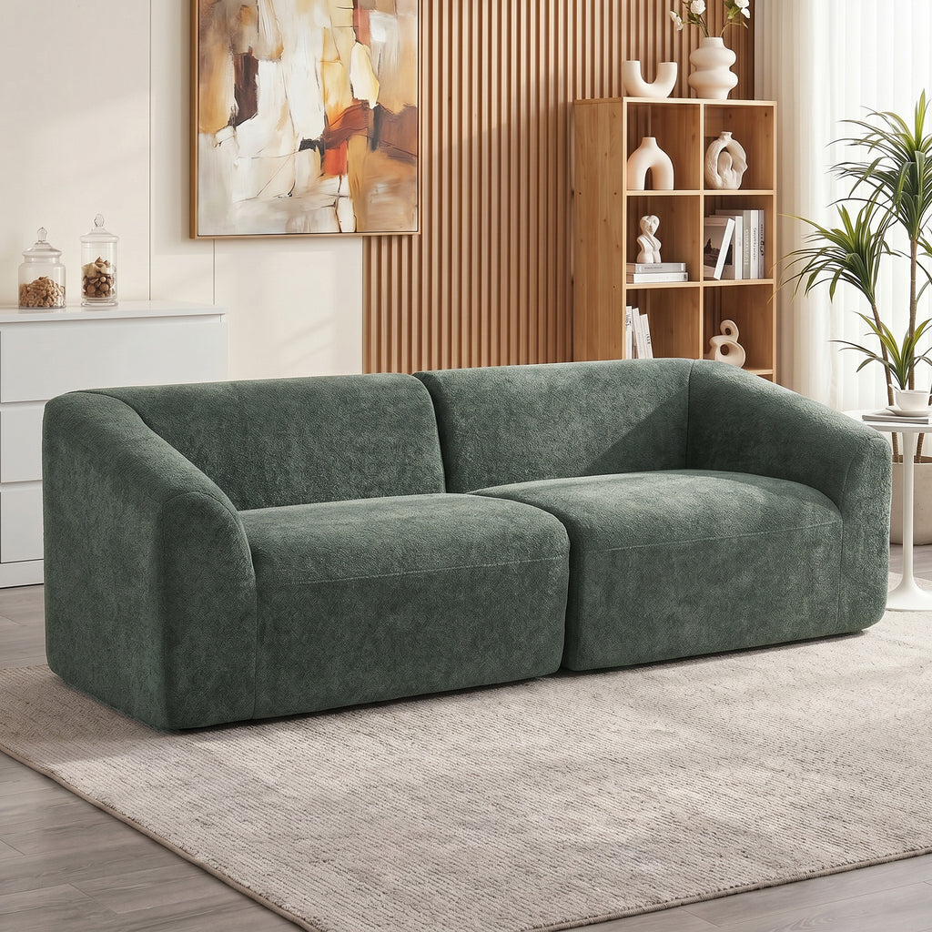 Canapé 3 places chenille vert foncé, 225 cm