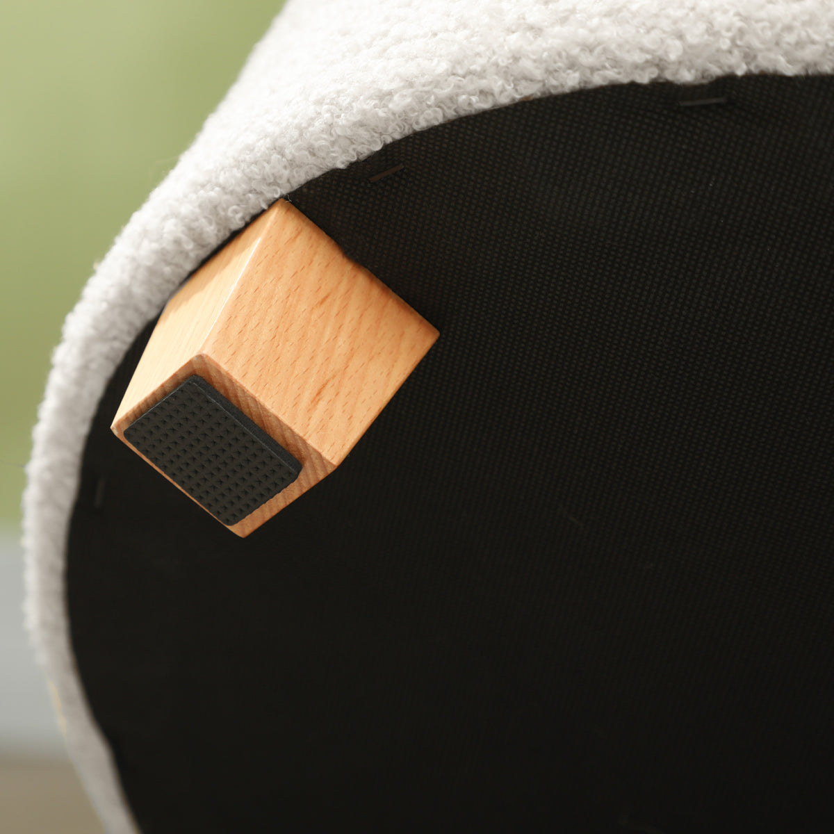 Pouf coffre rangement, tabouret rond, pouf repose-pieds en tissu bouclette, charge 120 Kg, Ø 45 x 41 cm, blanc-8