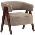 Fauteuil bouclette taupe, pieds bois massif, 70 × 64 × 71 cm – Saint-Oréan