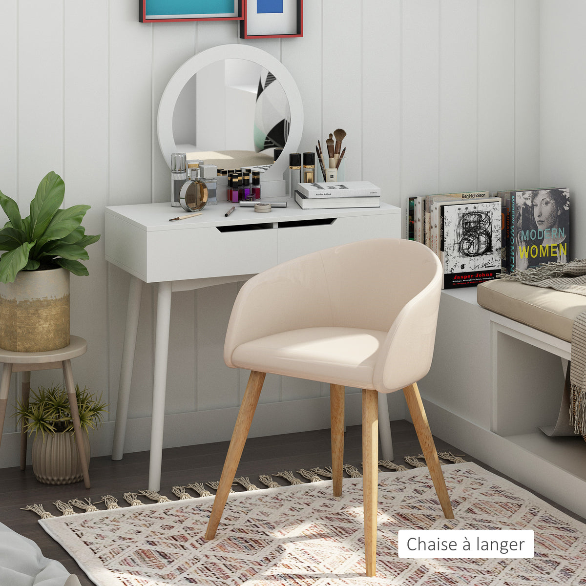 Lot de 2 chaises de salle à manger chaise de cuisine Design scandinave - Pieds inclinés effilés Bois Caoutchouc-5