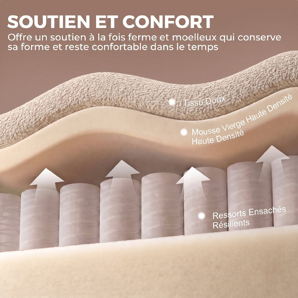 Canapé nuage 3 places chenille beige, 233 cm, détail 8