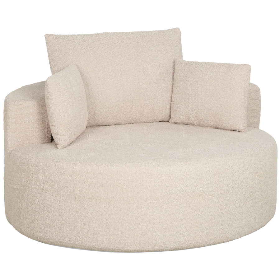 Fauteuil rond XXL chenille crème