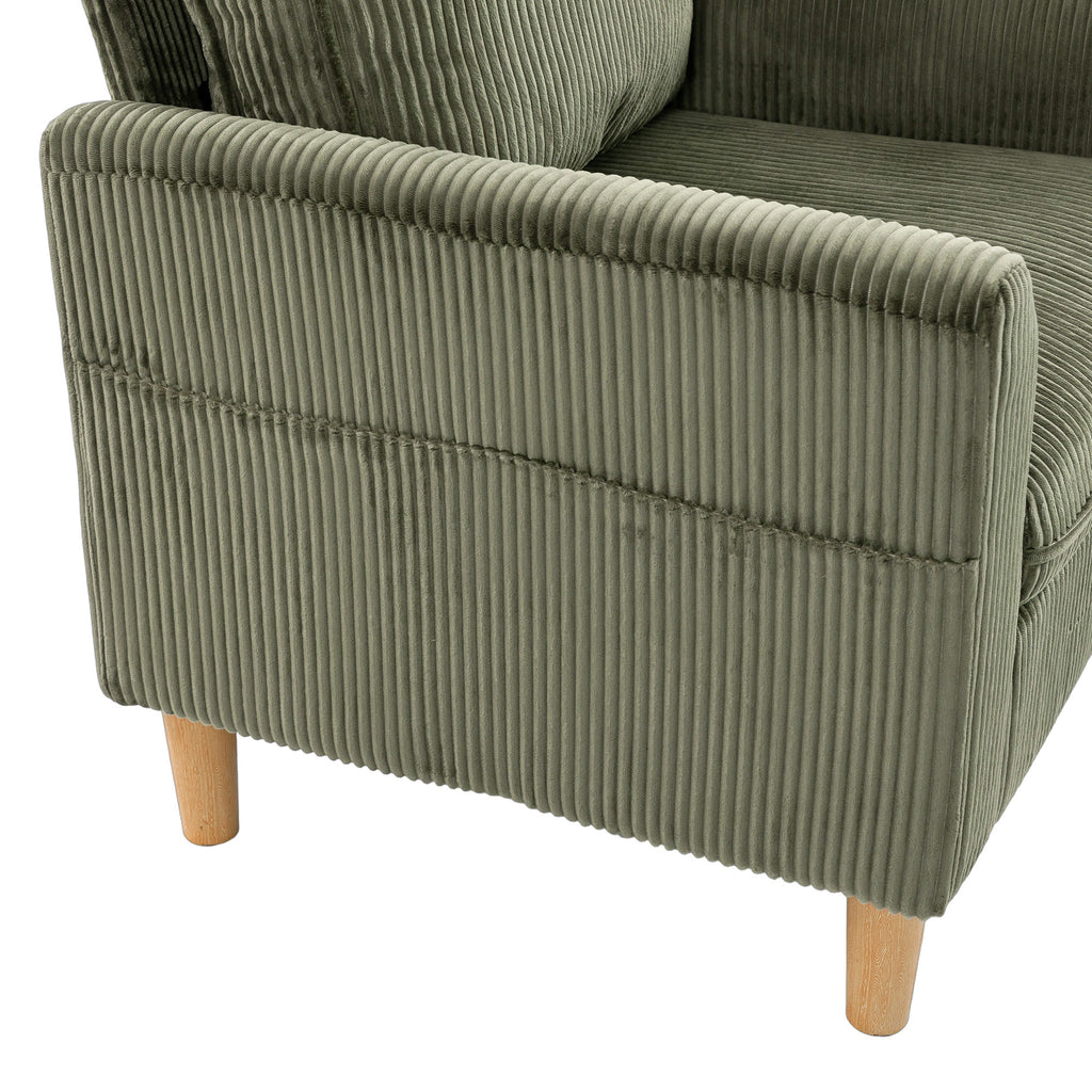 Fauteuil velours côtelé vert olive, 83 × 74 × 87 cm, vue 6 – Saint-Oréan