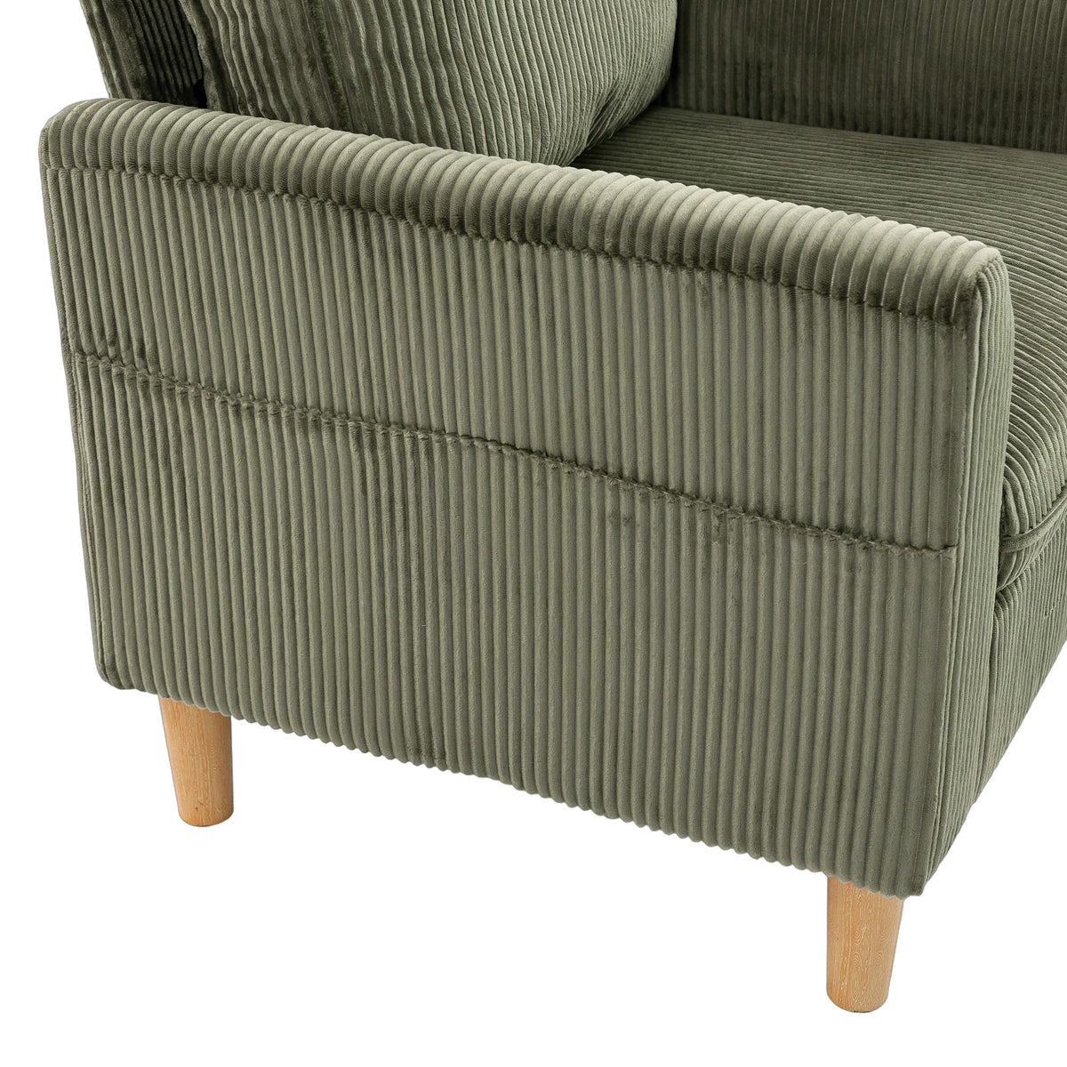 Fauteuil velours côtelé vert olive, 83 × 74 × 87 cm, vue 6 – Saint-Oréan