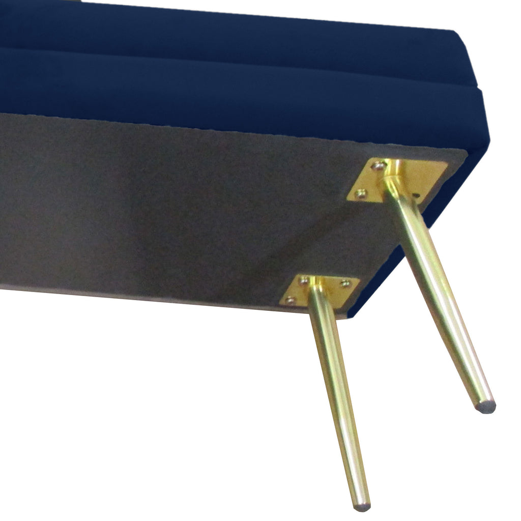 Banc coffre velours bleu marine, pieds dorés, 100 cm, détail 8