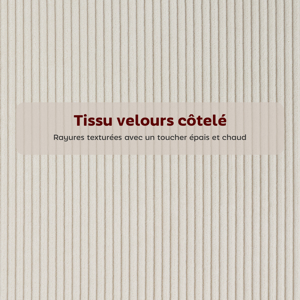 Lot de 2 chaises velours côtelé crème, pieds acier, détail 6