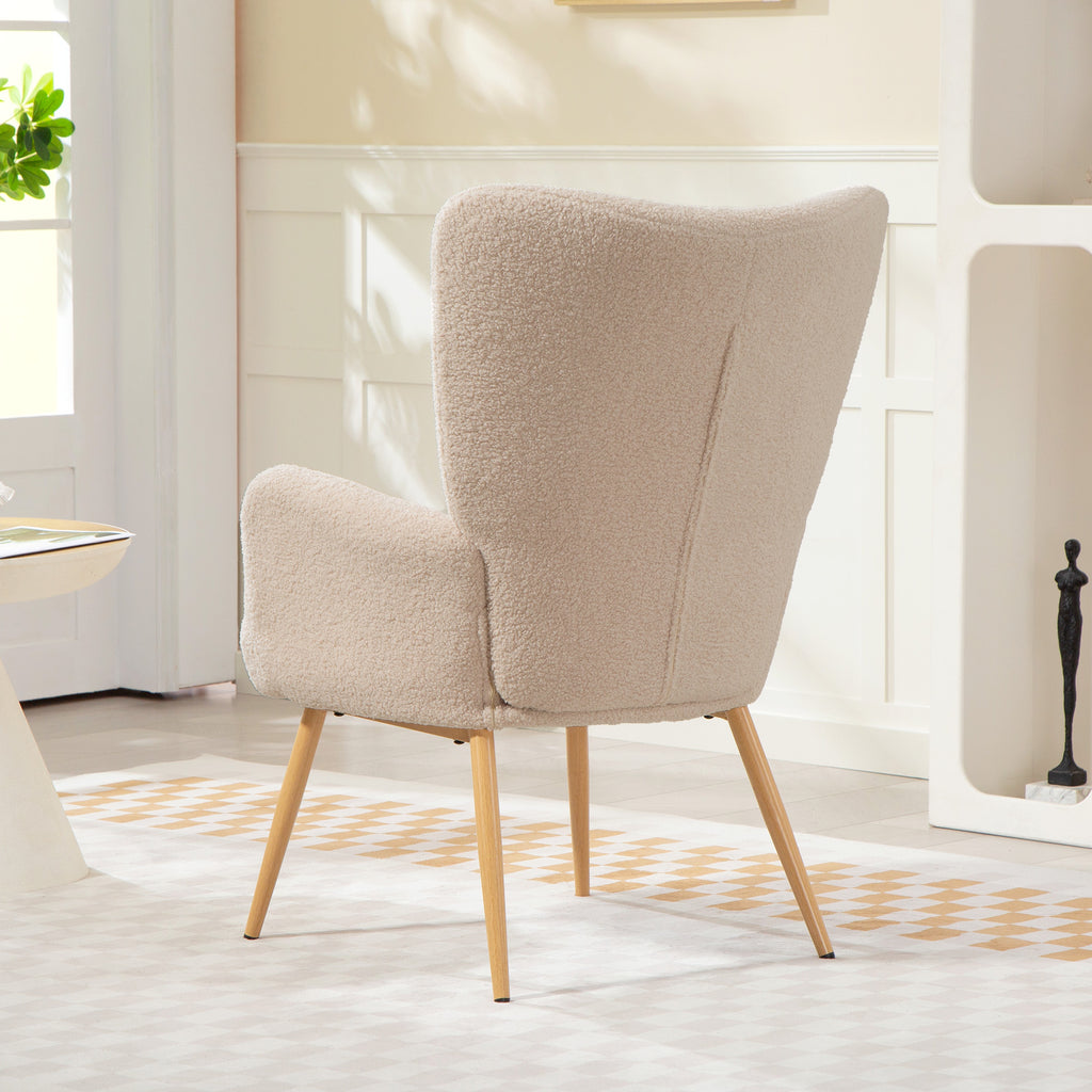 Fauteuil bouclette beige à haut dossier, 71 × 74 × 97,5 cm, vue 5 – Saint-Oréan