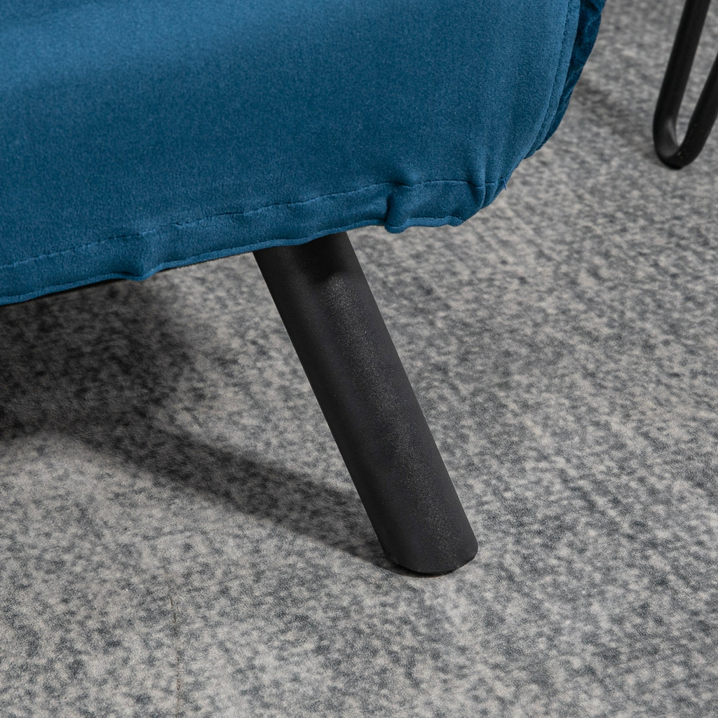 Canapé convertible 2 places velours bleu marine, 102 cm, détail 3