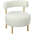 Fauteuil 1 place bouclette crème, dossier incurvé, 67 × 67 × 71 cm – Saint-Oréan