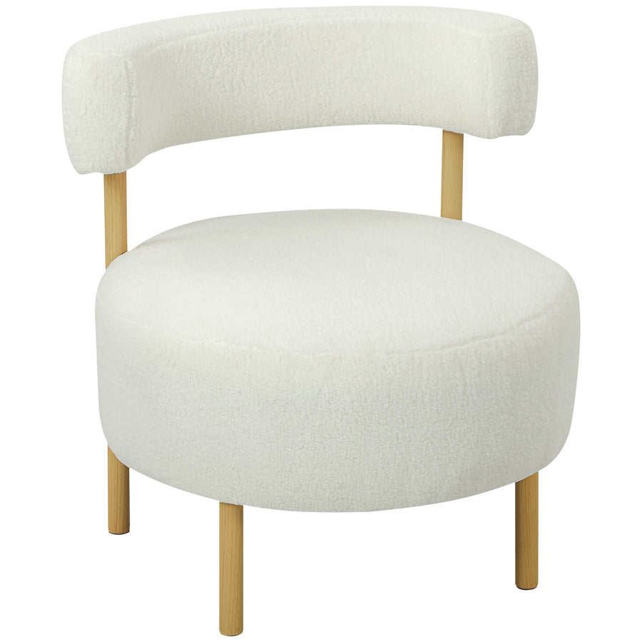 Fauteuil 1 place bouclette crème, dossier incurvé