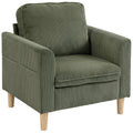 Fauteuil velours côtelé vert olive, 83 × 74 × 87 cm – Saint-Oréan