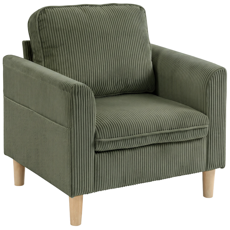 Fauteuil velours côtelé vert olive